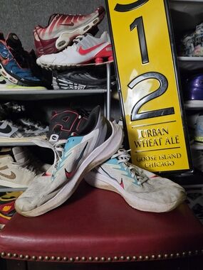 🔥 Nike Men's Size 13 White & Teal Running Shoes Pink Windflow 7